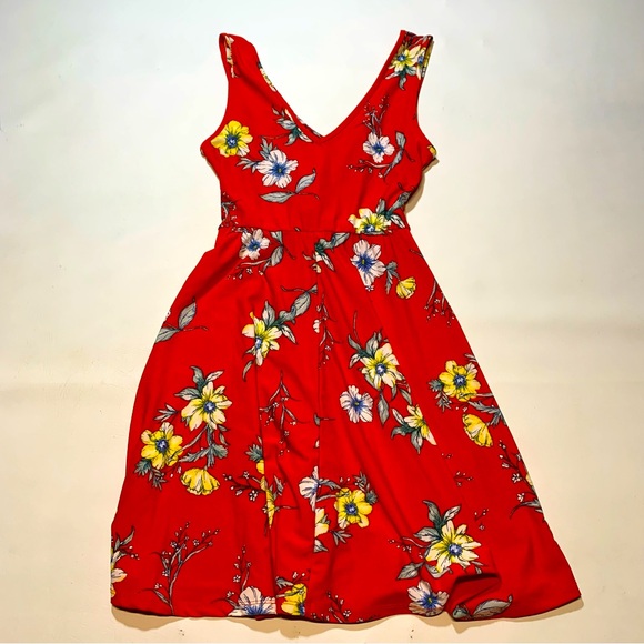 EUC Candie's Women's XS Dress Red Floral Print Sleeveless Fit & Flare Y2K - Picture 8 of 9